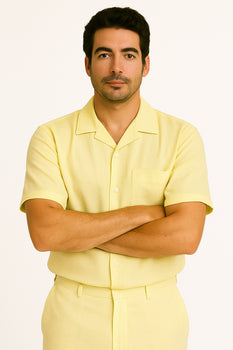 Mens walking suits casual two piece sets Summer Short Sleeve Shirt & Pants Casual Two Piece Mens Walking Outfit For Sale Pant Sets Casual Suit Set Men's Suit 100% Mens Linen Suit - Fabric – Cream