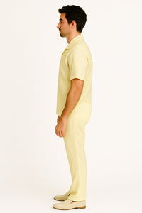 Mens walking suits casual two piece sets Summer Short Sleeve Shirt & Pants Casual Two Piece Mens Walking Outfit For Sale Pant Sets Casual Suit Set Men's Suit 100% Mens Linen Suit - Fabric – Cream