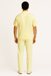 Mens walking suits casual two piece sets Summer Short Sleeve Shirt & Pants Casual Two Piece Mens Walking Outfit For Sale Pant Sets Casual Suit Set Men's Suit 100% Mens Linen Suit - Fabric – Cream