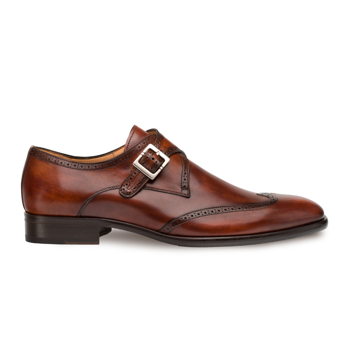 Mens Mezlan Forest Calfskin Wingtip Monk Strap Dress Shoe in 