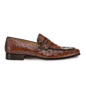 Mens Mezlan Lisbon Ostrich Quill Penny Loafer Dress Shoe in Cognac - Image 7