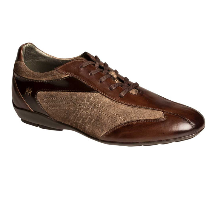 Mens Mezlan Vega Calfskin & Suede Sneaker in Brown & Taupe