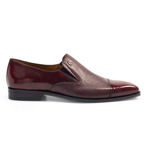 Mens Mezlan Milani Calf & Deerskin Cap Toe Slip on Loafer Dress Shoe in Burgundy - LAST CALL 10,13