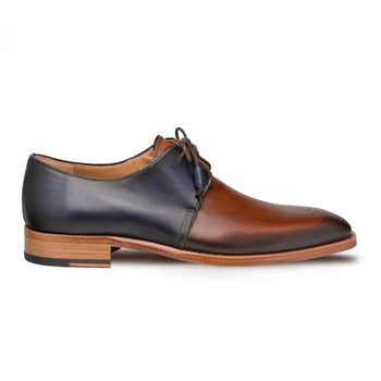 Mens Mezlan Montes Calfskin Two Tone Dress Shoe in Taupe & Cognac - Image 5