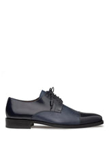 Mens Mezlan Cap-Toe Dress Lace-Up Blending Supple Textured Deerskin And Polished Calfskin With An Elegant Tassel Detail In Color Blue