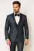 Mens Midnight Blue Stripe Tuxedo Jacket with Black Satin Shawl Lapel – Shiny Formal Party Suit