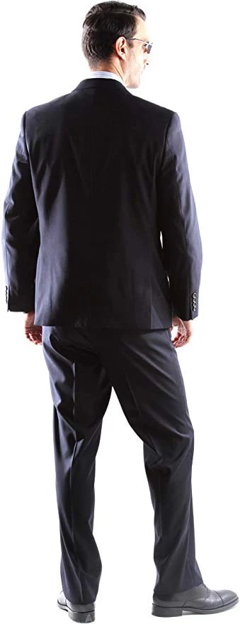 Men's Super 150's Poly/Viscose Wool Feel 2-Button Midnight Blue Suit by Caravelli - Image 2