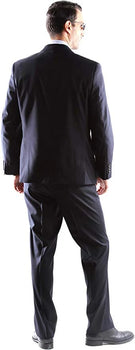 Men's Super 150's Poly/Viscose Wool Feel 2-Button Midnight Blue Suit by Caravelli - Image 2