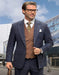 Mens Italian Wool Suit Color Blue - Men's Designer Wool Vested Midnight Blue Glenplaid Suit