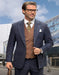 Mens Italian Wool Suit Color Blue - Men's Designer Wool Vested Midnight Blue Glenplaid Suit