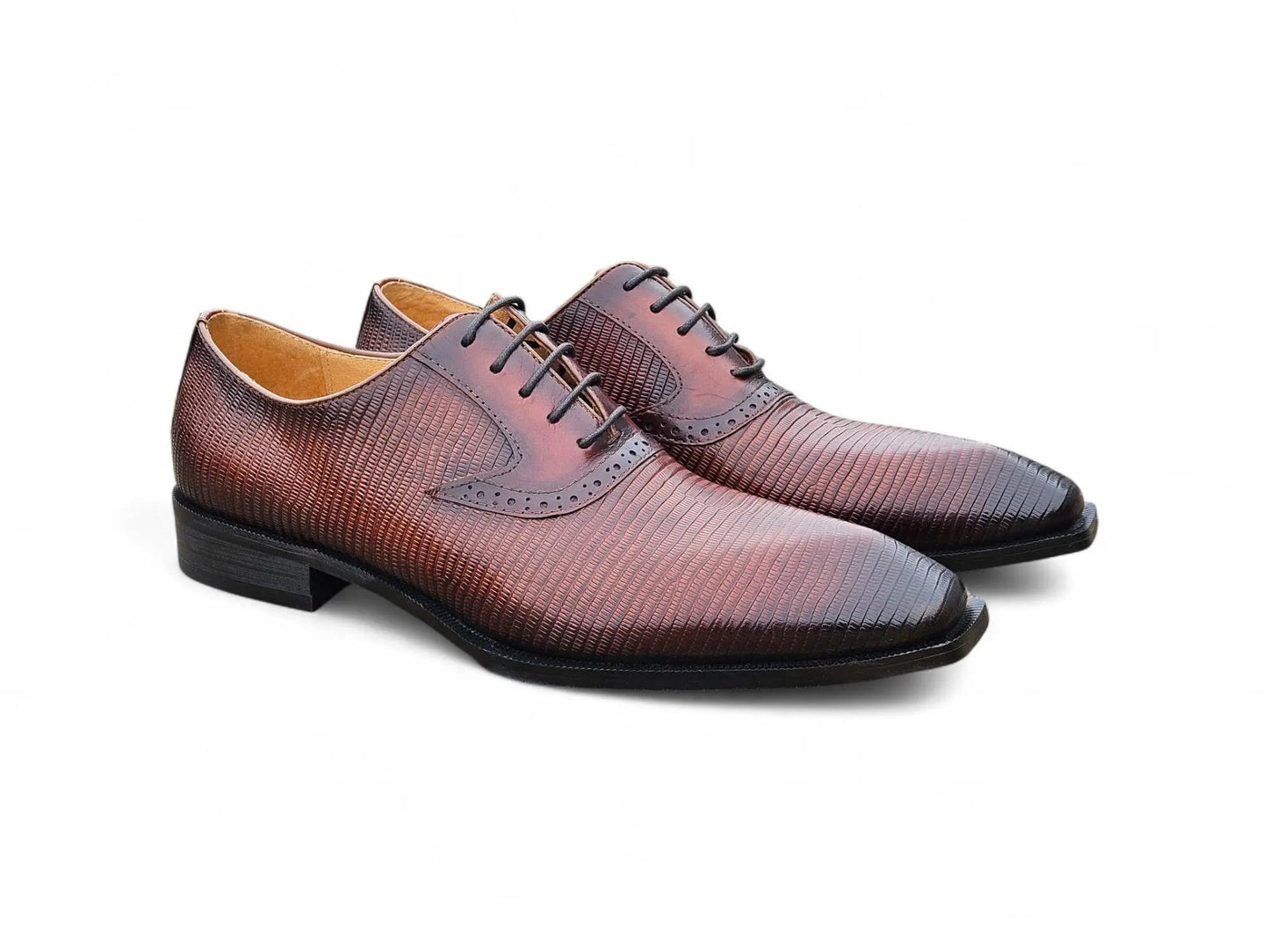 Carrucci Milano Lizard Embossed Oxford Dress Shoes