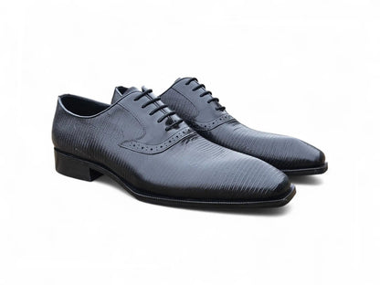 Carrucci Milano Lizard Embossed Oxford Dress Shoes