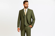 Milano Moda Men'S High Fashion Vested Cheap Priced Business Milano Suits Clearance Sale Olive