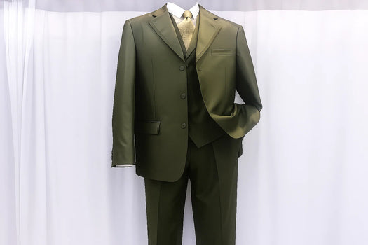 Milano Moda Men'S High Fashion Vested Cheap Priced Business Milano Suits Clearance Sale Olive