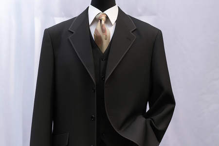 Milano Moda Men's Black High Fashion Vested Cheap Priced Business Milano Suits Clearance Sale