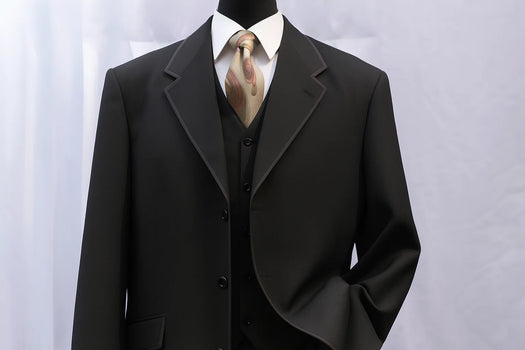Milano Moda Men's Black High Fashion Vested Cheap Priced Business Milano Suit Clearance Sales