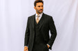 Milano Moda Men's Black High Fashion Vested Cheap Priced Business Milano Suit Clearance Sales