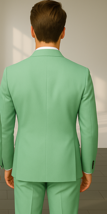 Wool Suit - Italian Made Business Suit by Statement Men's 2 Piece 100% Wool Double Breasted Suit - Pinstripe Pattern Modern Fit