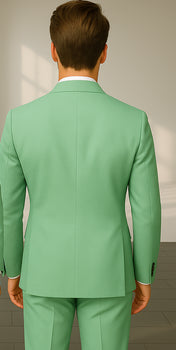 Wool Suit - Italian Made Business Suit by Statement Men's 2 Piece 100% Wool Double Breasted Suit - Pinstripe Pattern