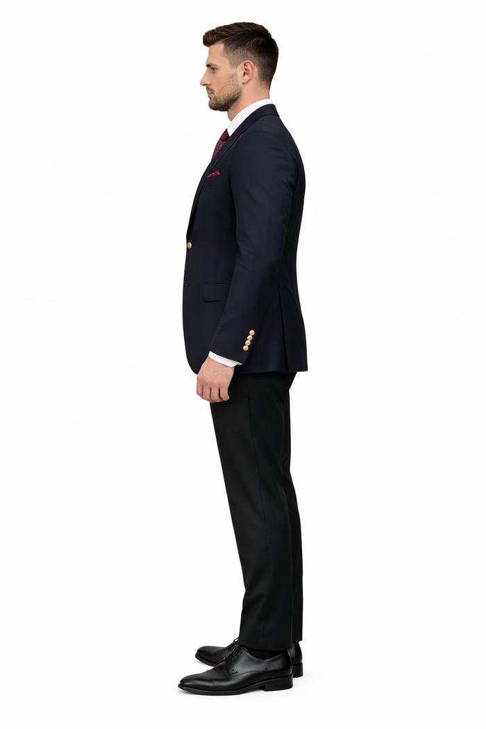 Mix and Match Suits Men's Quality 2 Buttons Portly   Blazer / Sport coat Black Executive Fit Suit - Mens Portly Suit