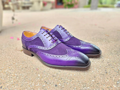 Carrucci Mixed Media Burnished Wingtip Oxford