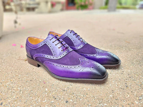 Carrucci Mixed Media Burnished Wingtip Oxford