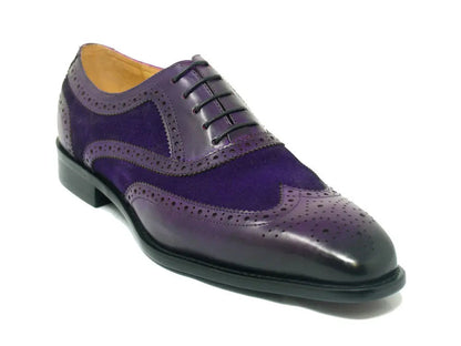 Carrucci Mixed Media Burnished Wingtip Oxford