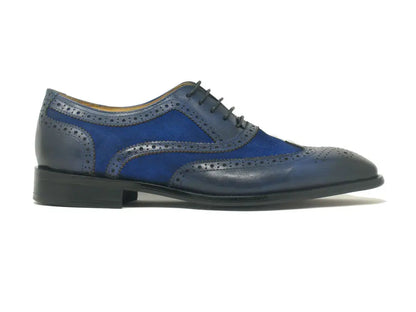 Carrucci Mixed Media Burnished Wingtip Oxford