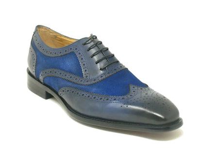 Carrucci Mixed Media Burnished Wingtip Oxford