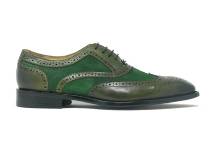 Carrucci Mixed Media Burnished Wingtip Oxford
