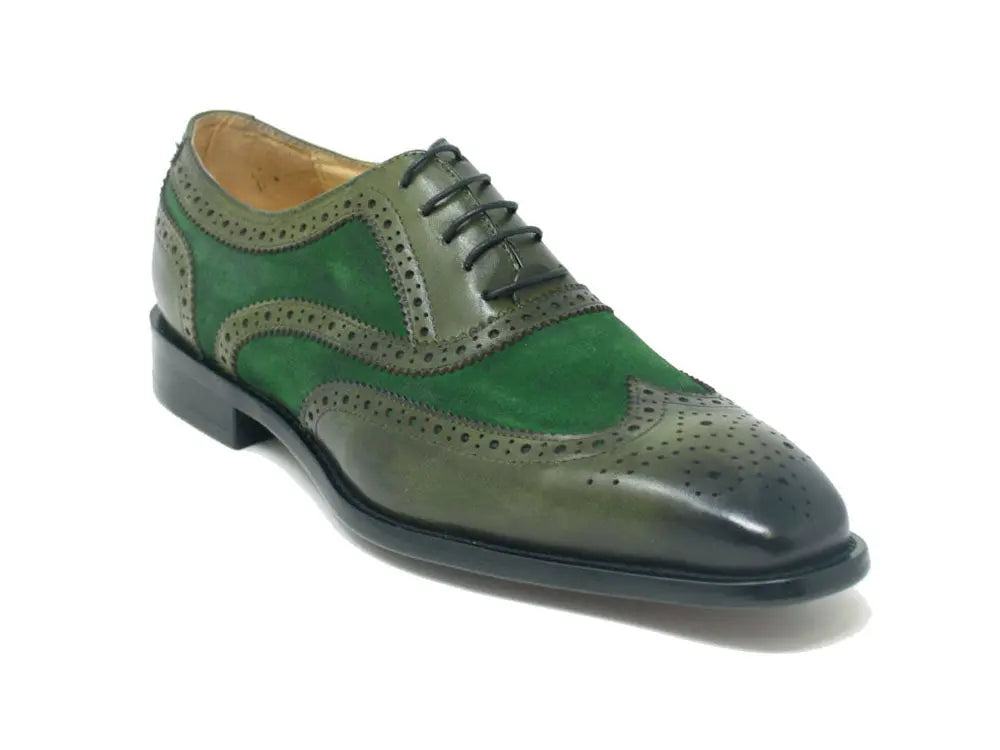 Carrucci Mixed Media Burnished Wingtip Oxford