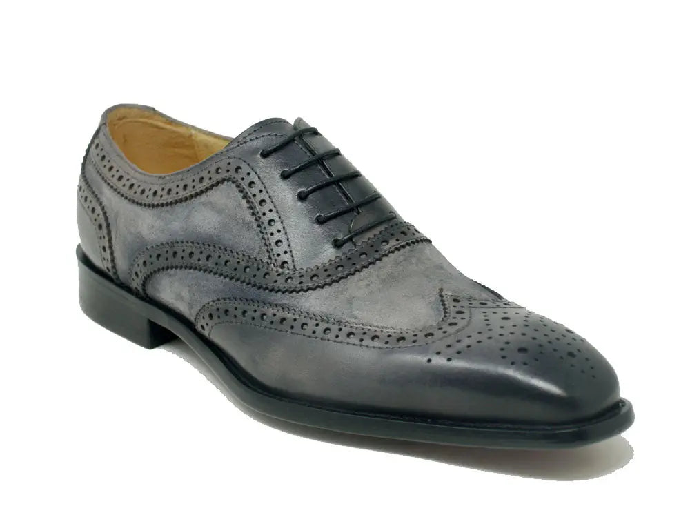Carrucci Mixed Media Burnished Wingtip Oxford