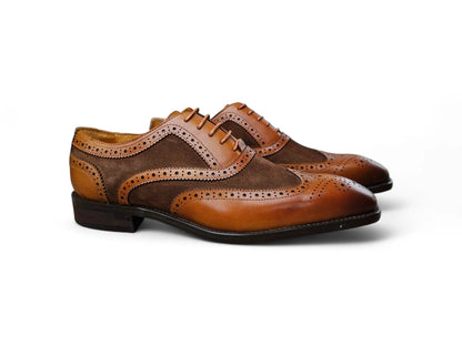Carrucci Mixed Media Burnished Wingtip Oxford