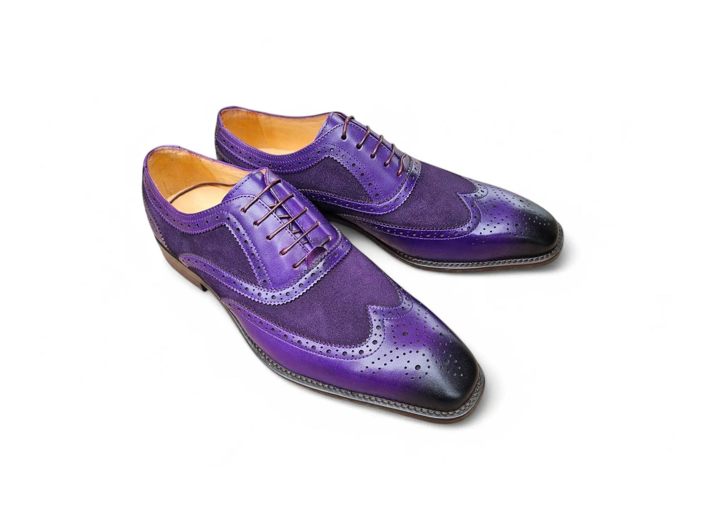 Carrucci Mixed Media Burnished Wingtip Oxford