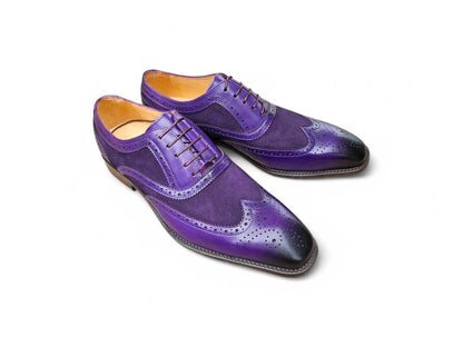 Carrucci Mixed Media Burnished Wingtip Oxford