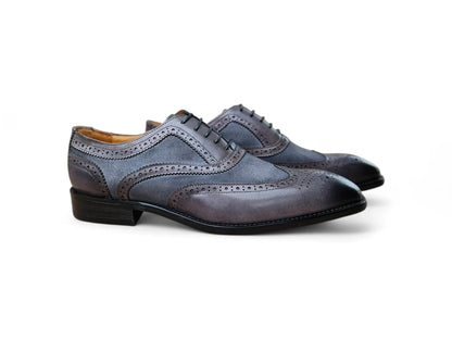 Carrucci Mixed Media Burnished Wingtip Oxford