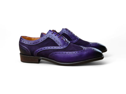 Carrucci Mixed Media Burnished Wingtip Oxford