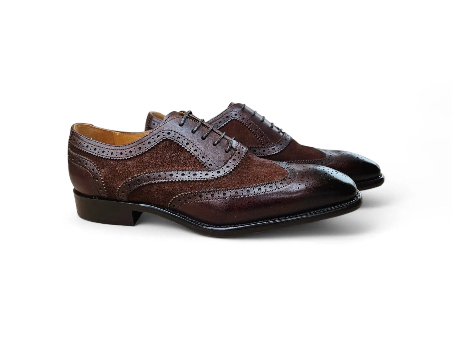 Carrucci Mixed Media Burnished Wingtip Oxford