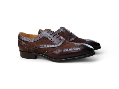 Carrucci Mixed Media Burnished Wingtip Oxford