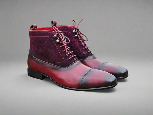 Mixed Media Lace-up Suede Boot