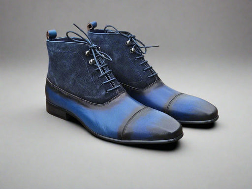 Mixed Media Lace-up Suede Boot