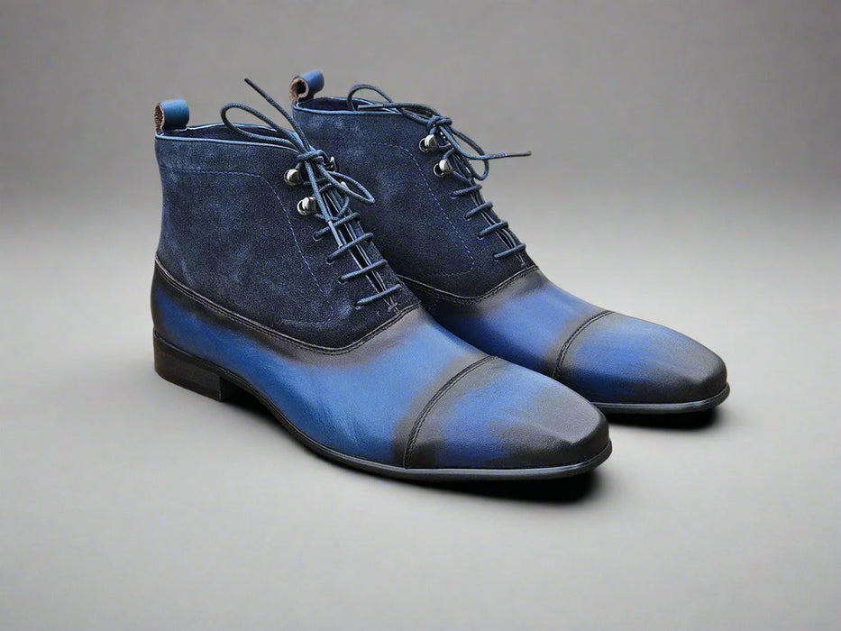 Mixed Media Lace-up Suede Boot