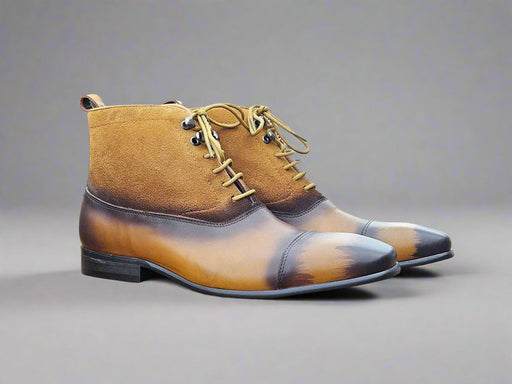 Mixed Media Lace-up Suede Boot