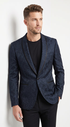 Men’s Royal Blue Tuxedo Dinner Jacket, Black Satin Trim Formal Blazer for Weddings, Prom and Special Events