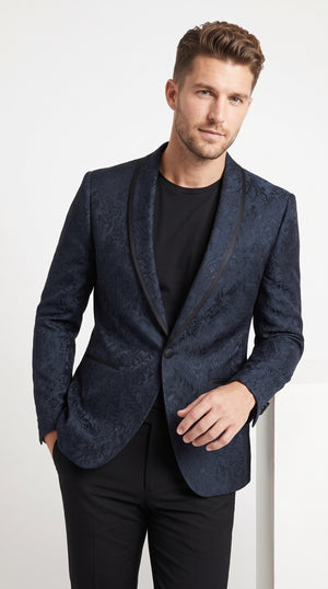Men’s Royal Blue Tuxedo Dinner Jacket, Black Satin Trim Formal Blazer for Weddings, Prom and Special Events