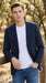 Men’s Navy Blue Chalk Pinstripe Blazer Sport Coat – 1920s Gangster Style Dress Jacket