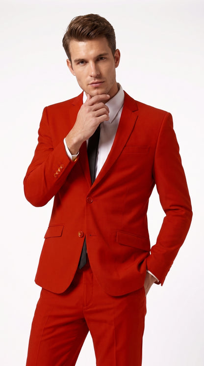 Men's Red Wool Suit Separates – Mix and Match 2-Piece Suit, Classic Two-Button Formal & Wedding Suit for Men