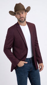 Men’s Burgundy Western Cowboy Blazer, Stretch Date Night Dress Jacket for Men