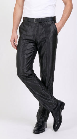 Men’s Black Shiny Sharkskin Dress Pants – Flashy Custom Fit Formal Slacks for Wedding, Prom & Party
