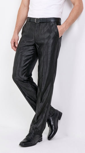 Men’s Black Shiny Sharkskin Dress Pants – Flashy Custom Fit Formal Slacks for Wedding, Prom & Party